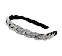 Fascia per capelli con strass, in plastica, con strass, per donne, spose, matrimoni, balli di fine anno, colore bianco