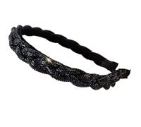 Fascia per capelli con strass, in plastica, con strass, per donne, spose, matrimoni, balli di fine anno, colore nero