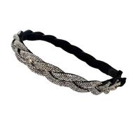 Fascia per capelli con strass, in plastica, con strass, per donne, spose, matrimoni, balli di fine anno, colore grigio