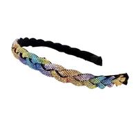 Fascia per capelli con strass, in plastica, con strass, per donne, spose, matrimoni, balli di fine anno, multicolore