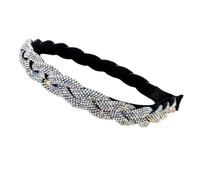 Fascia per capelli con strass, in plastica, con strass, per donne, spose, matrimoni, balli, feste, colore bianco colorato