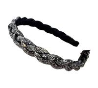 Fascia per capelli con strass, in plastica, con strass, per donne, spose, matrimoni, balli, feste, colore grigio scuro
