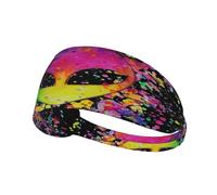 Fascia per capelli con terzo occhio alieno spaziale arcobaleno, fascia elastica unisex, fascia traspirante per sport, corsa, yoga.