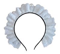 Fascia per capelli con volant per cosplay, due strati di pizzo bianco e | Bordo bianco a contrasto su una fascia nera aperta, accento riconoscibile per costumi anime e a tema