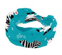 Fascia per capelli con zebra e cuore, da donna, ampia fascia per capelli antiscivolo, fascia elastica per il sudore, yoga, allenamento, morbida bandana per capelli