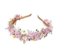 Fascia per capelli Cosplay Accessori for capelli da sposa, cerchietto con fiori di perle di cristallo, cerchietto con foglie di strass, cerchietto for capelli da donna elegante(PURPLE 1PC)