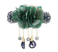 Fascia per capelli Cosplay Moda Elegante Filato Fiore Nappa Forcina for Capelli Accessori for Capelli for Donne Retro Indietro Cucchiaio Molla Clip Cristallo Copricapo Gioiello Regalo(Green)