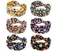 Fascia per capelli da donna, 6 pezzi, con fiori colorati, senza cuciture, morbida, elasticizzata, antiscivolo, accessori per capelli annodata