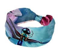 Fascia per capelli da donna a forma di libellula intrecciata, morbida fascia per capelli per il sudore, fascia elastica larga accessorio per capelli