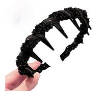 Fascia per capelli da donna, a zig zag, in plastica, con pettine per denti e cranio alto, con perline, antiscivolo, soffice fascia per capelli per lavare il viso (perline a tre strati)