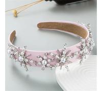 Fascia per capelli da donna, alla moda, con perle e strass, accessorio per capelli largo per feste di nozze