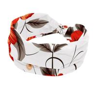 Fascia per capelli da donna, ampia fascia per capelli con fiori rossi, sfondo bianco, assorbe il sudore, fascia elastica morbida, fascia per capelli da yoga, accessorio per capelli alla moda