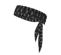 Fascia per capelli da donna annodata multifunzione con teschio bianco e scheletro, fascia nera per capelli da ballo, foulard per capelli per yoga, atletica, a, fasce per capelli decorative per la