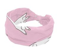 Fascia per capelli da donna, antiscivolo, ampia fascia elastica per capelli, con coniglio, rosa, fascia per il sudore per allenamento, yoga, sport, palestra, corsa, fitness