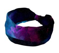 Fascia per capelli da donna, antiscivolo, con unicorno, blu, viola, nuvola, cielo stellato, ampia fascia elastica per capelli, fascia per il sudore, per allenamento, yoga, sport, palestra, corsa