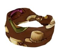 Fascia per capelli da donna, cappello da cowboy Wild West, sfondo marrone, fascia larga, morbida, elastica, assorbe il sudore, per sport, yoga, allenamento, fascia per capelli annodata