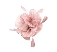 Fascia per capelli da donna, colore nero, per matrimonio, cocktail, rete, piume, fermaglio per capelli, fascia mimetica (Watermelon Red, taglia unica)