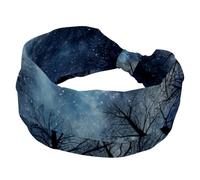 Fascia per capelli da donna, con cielo stellato, antiscivolo, ampia fascia elastica per capelli, fascia per il sudore, per allenamento, yoga, sport, palestra, corsa, fitness