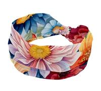 Fascia per capelli da donna con fiore colorato con foglia, fascia per capelli antiscivolo, ampia fascia per capelli annodata attorcigliata, morbida fascia elastica per capelli per ragazza