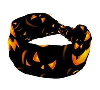 Fascia per capelli da donna, con lanterna di zucca di Halloween, ampia fascia elastica antiscivolo, annodata attorcigliata, fascia per la testa per allenamento sportivo, accessori per capelli