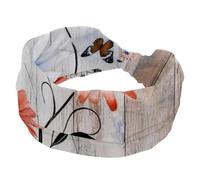 Fascia per capelli da donna, con margherite e farfalle, arancione, elastica, larga, antiscivolo, traspirante, per yoga, palestra, corsa, fitness, sport