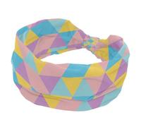 Fascia per capelli da donna, con mosaico a triangoli blu, viola, giallo, rosa, larga, elastica, antiscivolo, annodata, per sport, allenamento, accessori per capelli