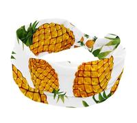 Fascia per capelli da donna, con motivo ananas, ampia fascia per capelli a turbante, antiscivolo, elastica, per yoga, allenamento, morbida bandana per capelli