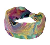 Fascia per capelli da donna, con motivo astratto che scorre misterioso, alla moda, larga, fascia elastica per la testa, fascia per capelli per sudore, sport, allenamento, turbante