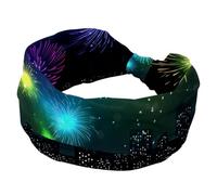 Fascia per capelli da donna, con motivo fuochi d'artificio sulla scena notturna della città, fasce morbide e larghe, fasce antiscivolo per allenamento per yoga, fitness, viaggi, palestra, accessori