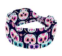 Fascia per capelli da donna, con motivo teschi del giorno dei morti, ampia fascia a turbante, fascia antiscivolo, elastica per sudore, yoga, allenamento, morbida bandana per capelli