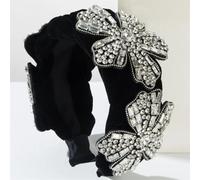Fascia per capelli da donna con perline e fiori, per feste, balli di fine anno, matrimonio, fatto a mano, con perline floreali, 2S, 1 grande