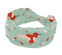 Fascia per capelli da donna, con piume di colibrì arancioni, verde, elastica, antiscivolo, larga, annodata, per sport, allenamento, accessori per capelli