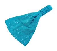 Fascia per capelli da donna con strass, in cotone, alla moda, da donna, larga, elastica, accessorio per capelli, per ragazze, per tutti i giorni, feste, compleanni, blu