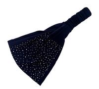 Fascia per capelli da donna con strass, in cotone, alla moda, da donna, larga, elastica, accessorio per capelli, per ragazze, per tutti i giorni, feste, compleanni, blu