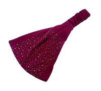 Fascia per capelli da donna con strass, in cotone, alla moda, da donna, larga, elastica, accessorio per capelli, per ragazze, per tutti i giorni, feste, compleanni, rosa