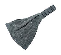 Fascia per capelli da donna con strass, in cotone, alla moda, da donna, larga, elastica, accessorio per capelli, per ragazze, per tutti i giorni, feste, compleanni, grigio