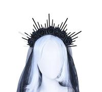 Fascia per capelli da donna con velo, diadema, elegante, stile barocco, copricapo da sposa