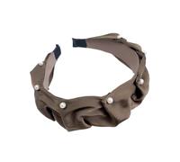 Fascia per capelli da donna con volant con perline, accessorio alla moda ed elegante (caffè)