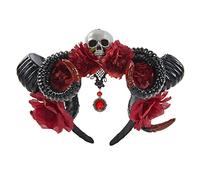Fascia per capelli da donna, corno di pecora, antilope, fascia per Halloween, corna da diavolo, fascia con teschio, fascia per il giorno dei morti