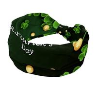 Fascia per capelli da donna, elastica, antiscivolo, larga fascia per capelli, Happy St Patrick Lucky Green Clover Twist Twist annodata Sport Workout Head Wrap, accessori per capelli