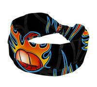 Fascia per capelli da donna, elastica, larga, antiscivolo, per sport, basket, colore arancione, traspirante, per yoga, sport, palestra, corsa, fitness