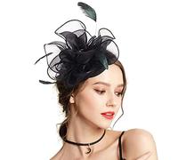 Fascia per capelli da donna, fascinator, fascia per tè e feste, con piume, fascia in rete con piume, fascia per cocktail