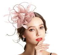 Fascia per capelli da donna, fascinator, fascia per tè e feste, con piume, fascia in rete con piume, fascia per cocktail