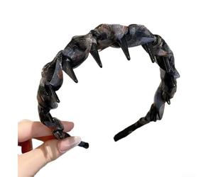 Fascia per capelli da donna in filato colorato, accessorio per capelli in stile campagna, vestibilità flessibile, design in plastica facile da pulire, 10 x 10 cm (nero)