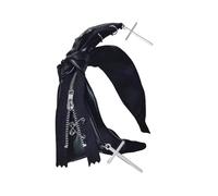Fascia per capelli da donna in stile gotico, con fiocco, accessorio per capelli in pelle, accessorio per capelli per amanti della moda e punk