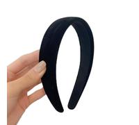 Fascia per capelli da donna, in velluto, larga, estiva, antiscivolo, in spugna di velluto, per donne, ragazze, yoga, fitness, 1 pezzo, colore nero