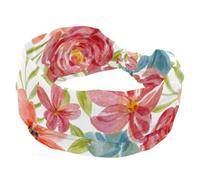 Fascia per capelli da donna, larga fascia per capelli con fiori rossi ad acquerello, fascia elastica antiscivolo, annodata attorcigliata, fascia per capelli sportiva da allenamento, accessori per