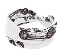 Fascia per capelli da donna, morbida, elastica, antiscivolo, sportiva, accessori per capelli, scarabocchiare in bianco e nero con motivo auto intrecciate