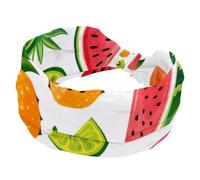 Fascia per capelli da donna, morbida, larga, fragola, ananas, anguria, kiwi, assorbe il sudore, sport, yoga, allenamento, fascia elastica con nodo