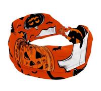 Fascia per capelli da donna, morbida, larga, per Halloween, pipistrello, zucca, gatto, assorbe il sudore, per sport, yoga, allenamento, elastica, annodata